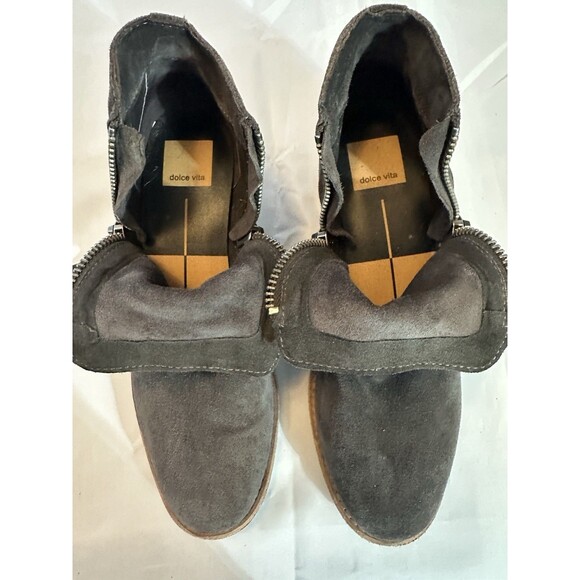 Dolce Vita Women's Sutton Boots Size 8.5 Gray Suede Double Zip Low Block Heel - Picture 4 of 9
